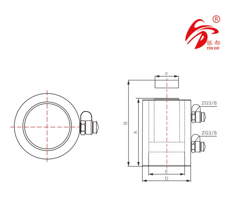 Doppeltwirkender 100-Tonnen-Hydraulikzylinder mit schnellem Ölrücklauf (RR